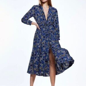 Zara Blue and Cream Maxi Dress